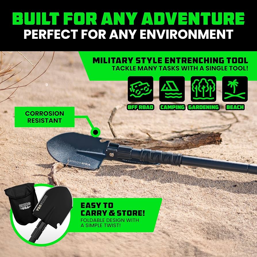Amazon.com : Rhino USA Survival Shovel w/Pick - Heavy Duty